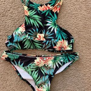 Tropical leaf floral bikini